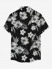 Ensemble de plage hawaïen assorti pour couples, imprimé feuilles tropicales et fleurs d'hibiscus, grandes tailles - Noir 