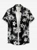 Ensemble de plage hawaïen assorti pour couples, imprimé feuilles tropicales et fleurs d'hibiscus, grandes tailles - Noir 