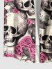 Skull Rose Flower Music Symbol Print Plus Size Matching Hawaii Beach Outfit For Couples -  