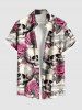 Skull Rose Flower Music Symbol Print Plus Size Matching Hawaii Beach Outfit For Couples -  