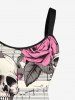 Skull Rose Flower Music Symbol Print Plus Size Matching Hawaii Beach Outfit For Couples -  