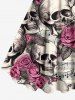 Skull Rose Flower Music Symbol Print Plus Size Matching Hawaii Beach Outfit For Couples -  