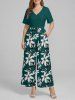 Ensemble de plage hawaïen assorti grande taille à imprimé fleurs et feuilles pour couples - Turquoise Foncée 