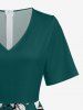 Ensemble de plage hawaïen assorti grande taille à imprimé fleurs et feuilles pour couples - Turquoise Foncée 