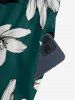 Ensemble de plage hawaïen assorti grande taille à imprimé fleurs et feuilles pour couples - Turquoise Foncée 