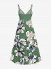 Flowers Watercolor Print Surplice Hawaii Cami Dress -  