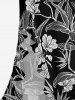 Robe hawaïenne à imprimé floral tropical et feuilles, à volants et fente - Noir XL