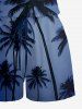 Plus Size Coconut Tree Ombre Night Print Hawaii Drawstring Pocket Romper - Bleu profond S