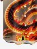 Plus Size Dragon Fire Flame Print Button Pocket Shirt For Men - café lumière L
