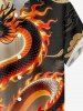 Plus Size Dragon Fire Flame Print Button Pocket Shirt For Men - café lumière L