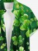 Chemise à poches boutonnées grande taille pour homme, imprimé trèfle à quatre feuilles, pour la Saint-Patrick - Vert profond S