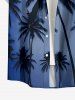 Plus Size Coconut Tree Ombre Night Print Hawaii Button Pocket Shirt For Men - Bleu profond L