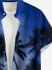 Plus Size Coconut Tree Ombre Night Print Hawaii Button Pocket Shirt For Men - Bleu profond L
