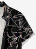 Plus Size Hibiscus Flower Leaf Print Buttons Pocket Hawaii Shirt For Men - Noir L