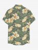 Hibiscus Flower Leaf Print Buttons Pocket Hawaii Shirt For Men -  