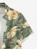 Hibiscus Flower Leaf Print Buttons Pocket Hawaii Shirt For Men -  