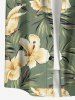 Hibiscus Flower Leaf Print Buttons Pocket Hawaii Shirt For Men -  