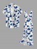 Flowers Leaf Tropical Print Hawaii Ruffles Split Surplice Dress -  