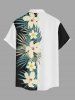 Hibiscus Flowers Tropical Leaf Print Buttons Pocket Hawaii Shirt For Men -  