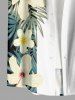 Hibiscus Flowers Tropical Leaf Print Buttons Pocket Hawaii Shirt For Men -  