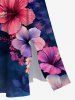 Hibiscus Flower Print Split Hawaii Midi Dress -  