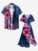 Plus Size Hibiscus Flower Print Split Hawaii Midi Dress -  