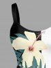 Hibiscus Flowers Tropical Leaf Print Hawaii Tank Dress - Blanc 5X
