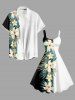 Hibiscus Flowers Tropical Leaf Print Hawaii Tank Dress - Blanc 5X