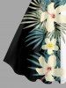 Hibiscus Flowers Tropical Leaf Print Hawaii Tank Dress - Blanc 5X