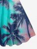 Plus Size Coconut Tree Ombre Sky Print Hawaii A Line Dress -  