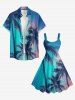 Plus Size Coconut Tree Ombre Sky Print Hawaii A Line Dress -  