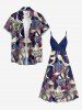 Leaf Flower Branch Print Hawaii Surplice A Line Cami Dress -  