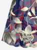 Leaf Flower Branch Print Hawaii Surplice A Line Cami Dress -  