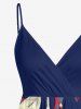 Leaf Flower Branch Print Hawaii Surplice A Line Cami Dress -  