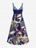 Leaf Flower Branch Print Hawaii Surplice A Line Cami Dress -  