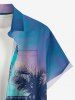 Plus Size Coconut Tree Ombre Sky Print Hawaii Button Pocket Shirt For Men -  
