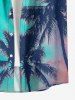 Plus Size Coconut Tree Ombre Sky Print Hawaii Button Pocket Shirt For Men -  