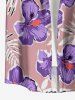 Plus Size Tropical Leaf Hibiscus Flower Print Hawaii Button Pocket Shirt For Men -  