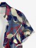 Leaf Flower Branch Print Hawaii Button Pocket Shirt For Men - Bleu de Minuit 6XL