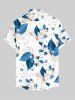 Leaf Flower Print Hawaii Button Pocket Shirt For Men - Paon Bleu 6XL