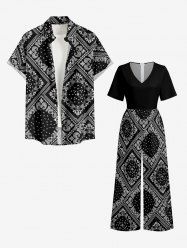 Paisley Floral Scarf Print Matching Hawaii Beach Outfit For Couples -  