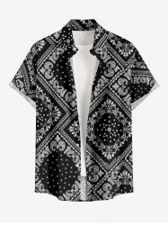 Plus Size Paisley Floral Scarf Print Buttons Pocket Hawaii Shirt For Men - Noir 4XL