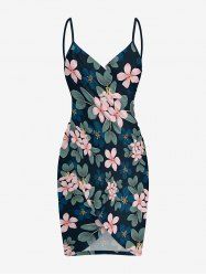 Leaf Flower Branch Print Hawaii Convertible Beach Cover Up -  