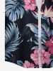 Hibiscus Flowers Tropical Leaf Print Buttons Pocket Women Hawaii Shirt -  