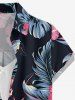 Hibiscus Flowers Tropical Leaf Print Buttons Pocket Women Hawaii Shirt -  