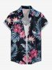 Hibiscus Flowers Tropical Leaf Print Buttons Pocket Women Hawaii Shirt -  