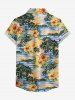 Hibiscus Flowers Leaf Coconut Tree Print Buttons Pocket Women Hawaii Shirt -  