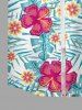 Hibiscus Flowers Tropical Leaf Print Buttons Pocket Women Hawaii Shirt -  
