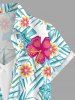 Hibiscus Flowers Tropical Leaf Print Buttons Pocket Women Hawaii Shirt -  