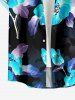 Plus Size Flower Leaf Print Hawaii Button Pocket Shirt For Men - Bleu 2XL